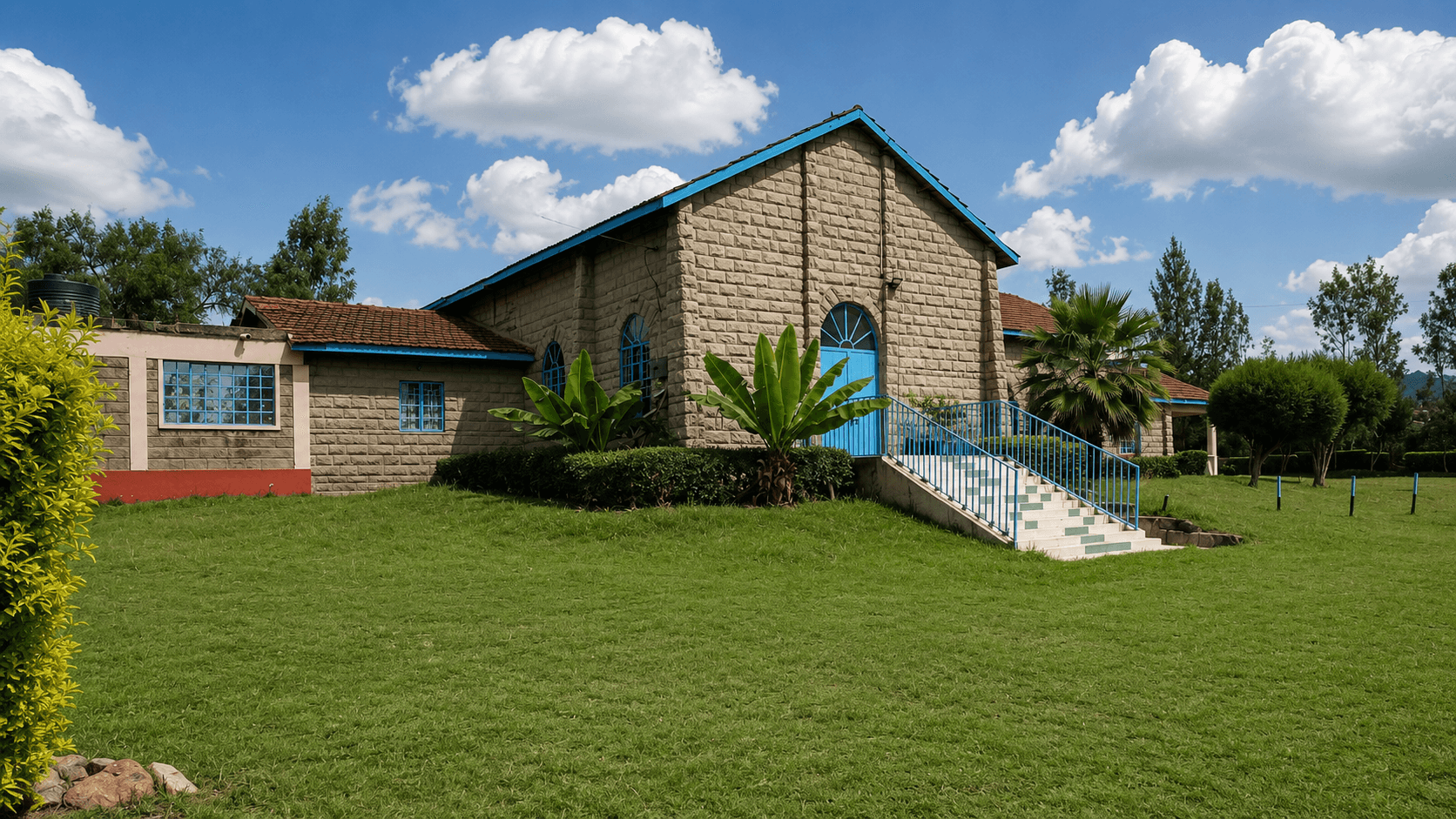 Children and families around the church grounds